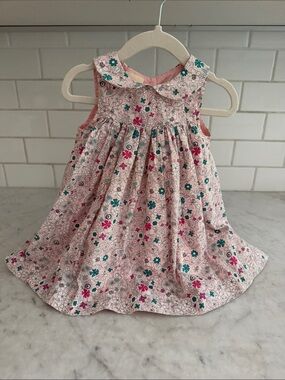 First Impressions Pink Floral Collar Sundress with Teal & Fuchsia Accents